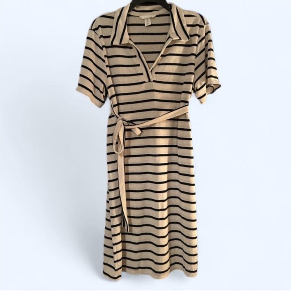 H&M Maternity Striped V Neck Collared Dress Size L